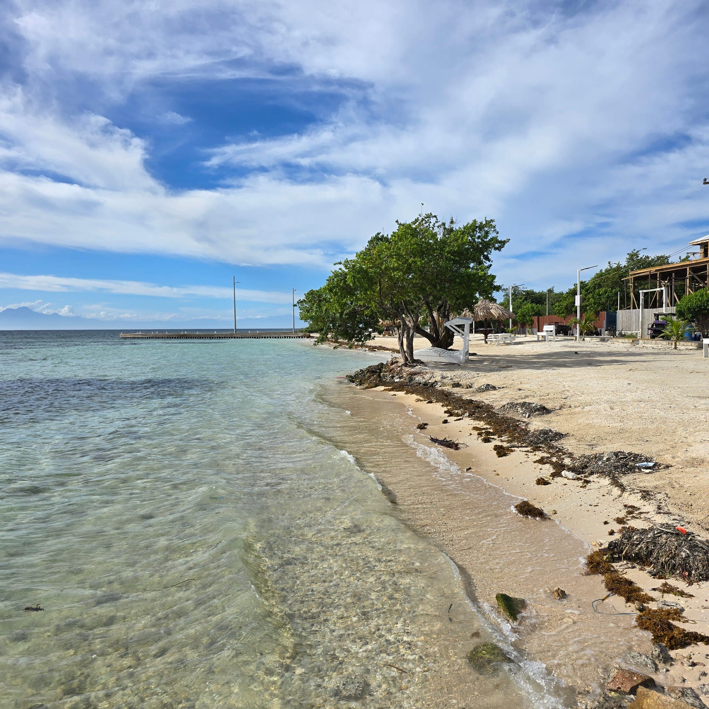 Clear shallow water along a beach in Utila